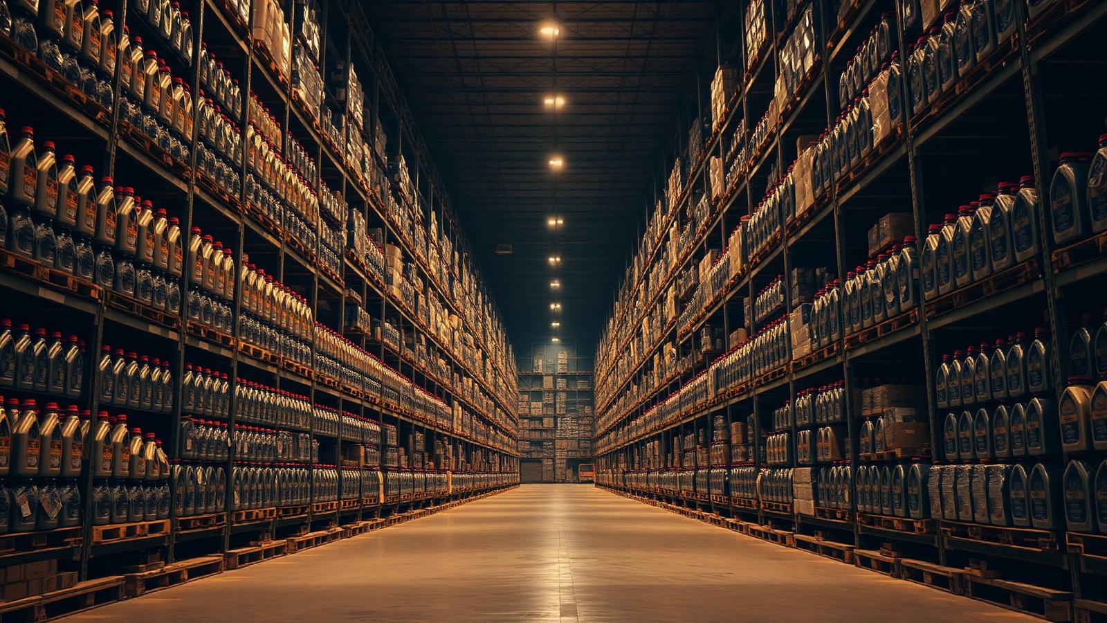 Centro de distribuição com caixas de óleo lubrificante